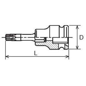 3/8sqインパクトトルクスビットソケット 全長50mm T30