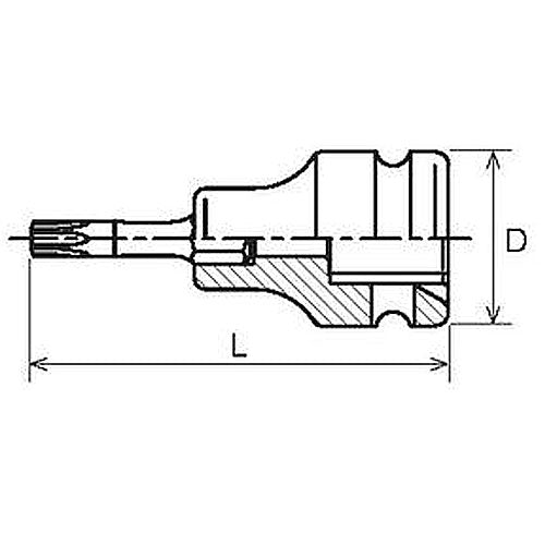 1/2sqインパクトトルクスビットソケット 全長60mm T27