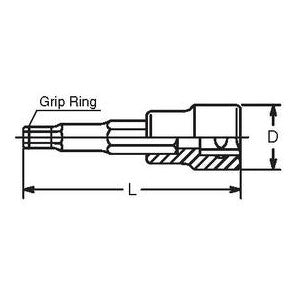 3/8 (9.5mm)SQ. ヘックスビットソケット (グリップリング付) 全長100mm 12mm