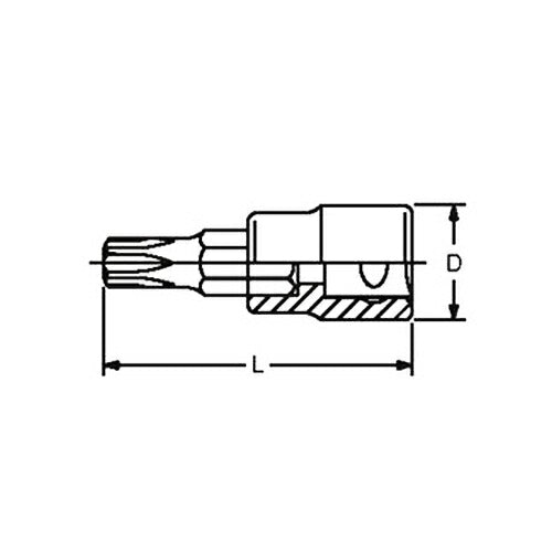 1/2sqトルクスビットソケット 全長100mm T60