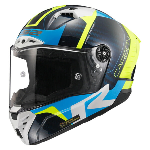 LS2 HELMETS:ヘルメット THUNDER C GP BLUE CARBON YELLOW Sサイズ