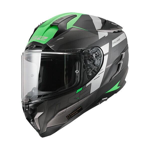 ヘルメット CHALLENGER F MATT TITANIUM GLOW GREEN XLサイズ