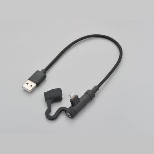 バイク用USB充電ケーブル Type-A to Lightning L型