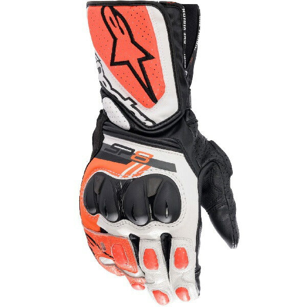 SP-8 v3 LEATHER GLOVE  1231 BLACK WHITE RED FLUO  2XL
