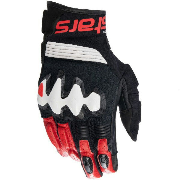 HALO LEATHER GLOVES  1304 BLACK WHITE BRIGHT RED  M