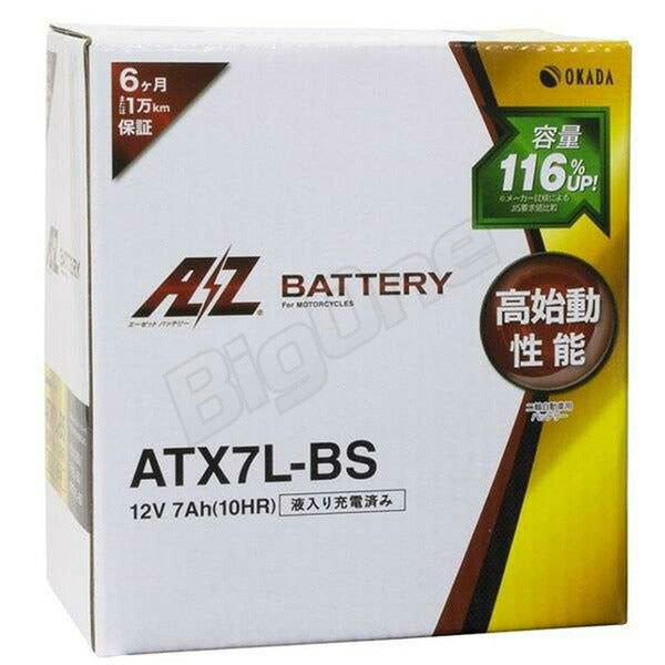 ATX7L-BS モーターサイクル用　鉛バッテリー　液入り充電済み