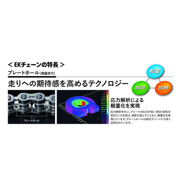 EKチェーン 420SR(AR;NP) 106リンク クリップジョイント カラー：メタルレッド