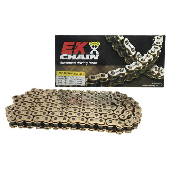 EKチェーン 525SR-X2(GP;GP) 100リンク カシメジョイント カラー：ゴールド